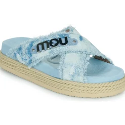 Mou - CRISS-CROSS ROPE SANDAL PAINTE Bleu Sale