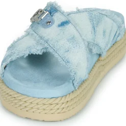 Mou - CRISS-CROSS ROPE SANDAL PAINTE Bleu Sale