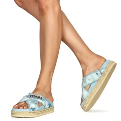 Mou - CRISS-CROSS ROPE SANDAL PAINTE Bleu Sale