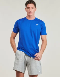 Online New Balance - CORE RUN SHORT SLEEVES Bleu