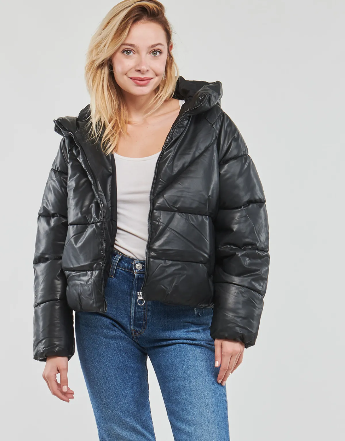 Clearance Only - ONLANJA FAUX LEATHER PUFFER CC OTW Noir