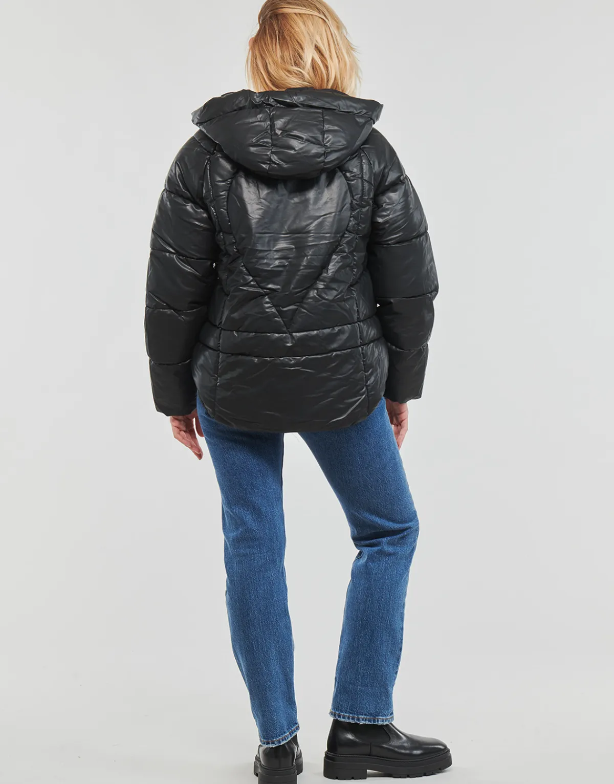 Clearance Only - ONLANJA FAUX LEATHER PUFFER CC OTW Noir