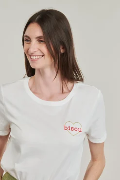 Only - ONLBEATE LIFE S/S HEART TOP CS JRS Blanc Discount