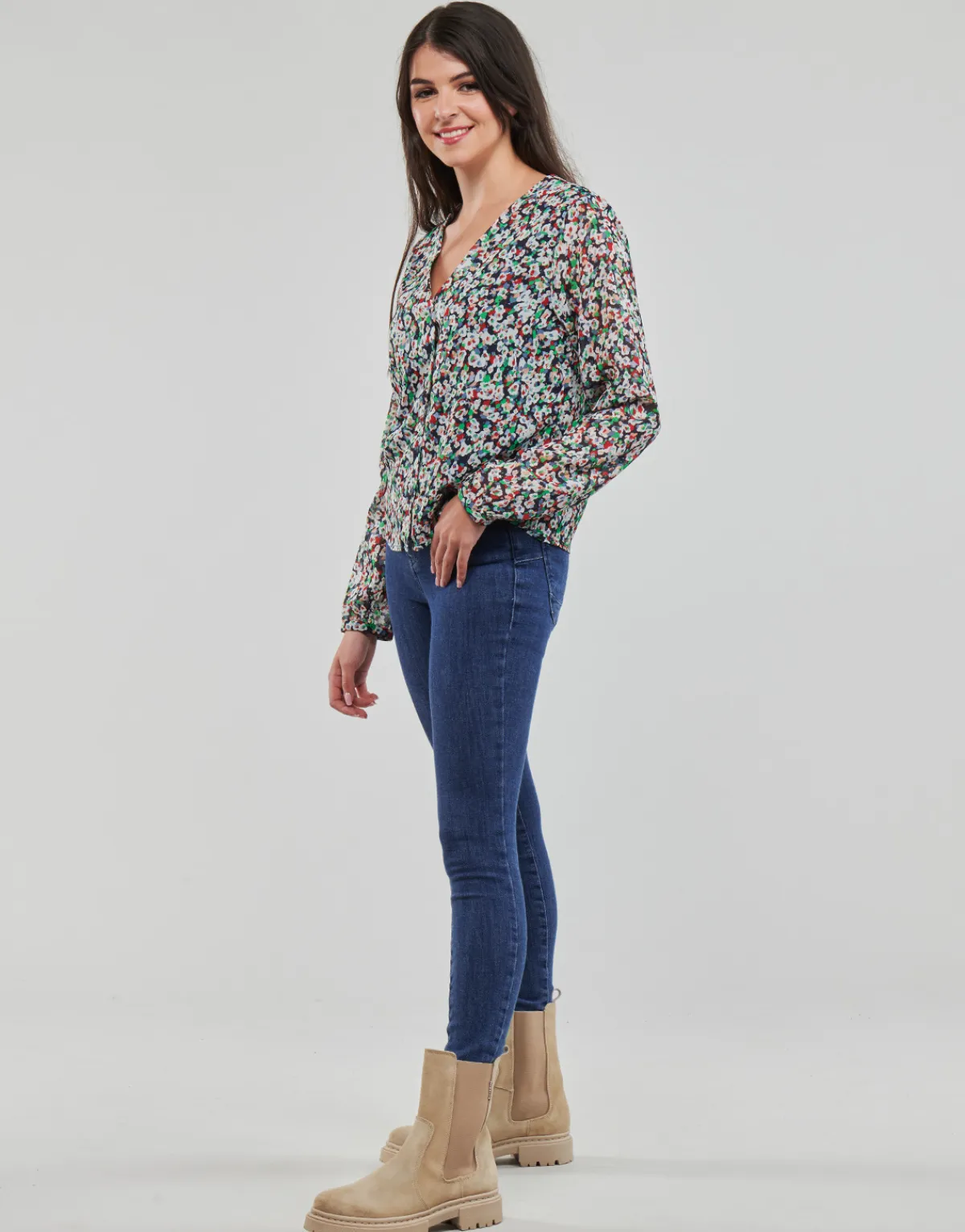 Only - ONLDANIELLE FR L/S V-NECK LUREX TOP PTM Multicolore Online