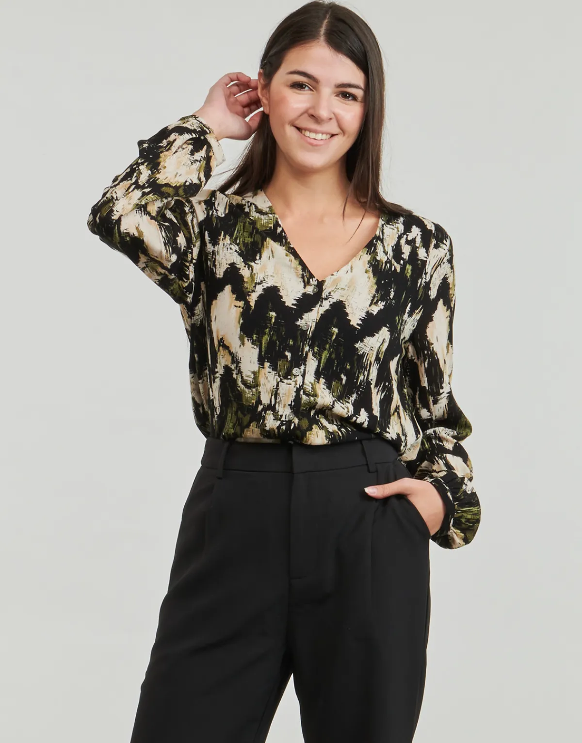 Sale Only - ONLJESSIE FR L/S BUTTON TOP CS PTM