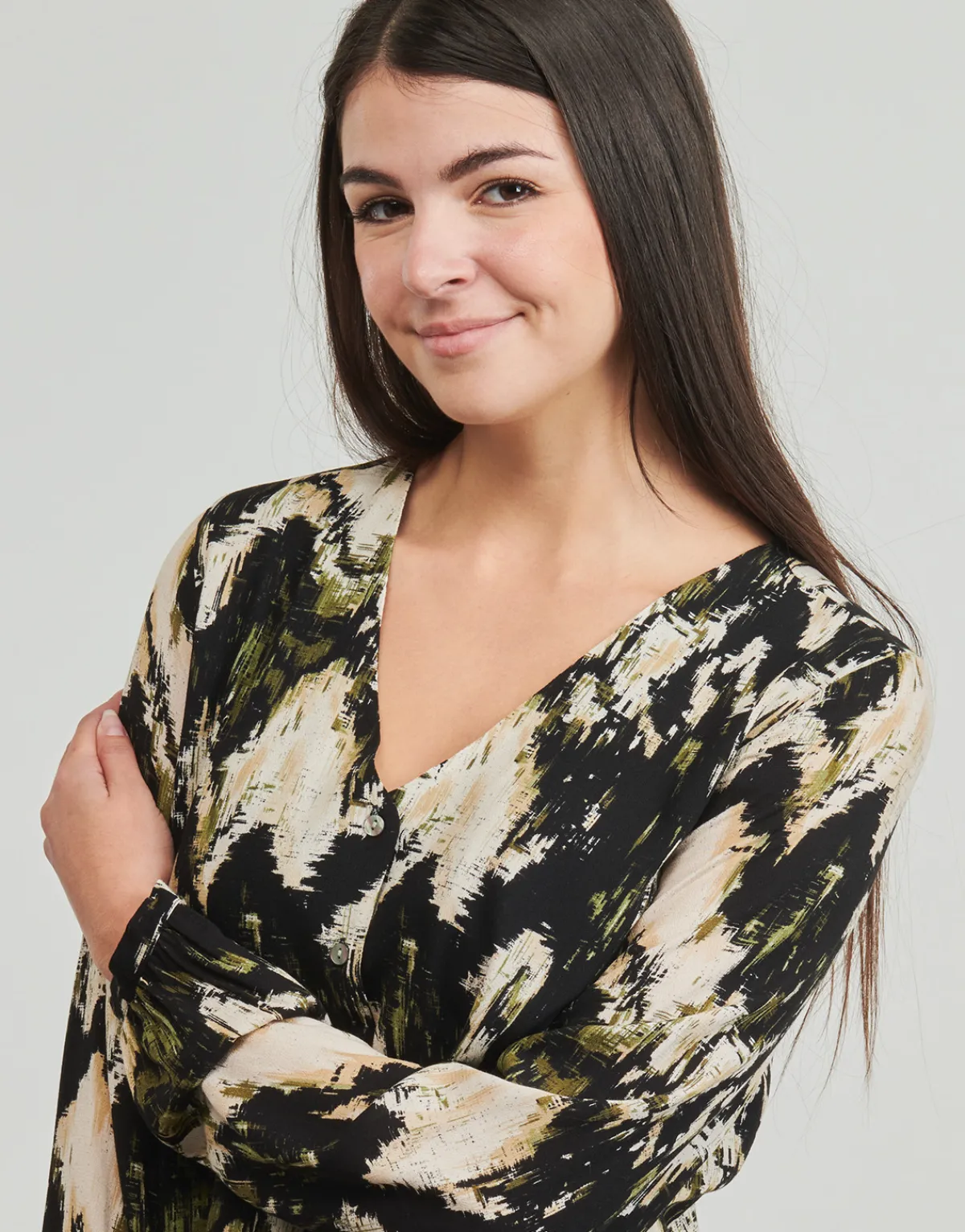 Sale Only - ONLJESSIE FR L/S BUTTON TOP CS PTM