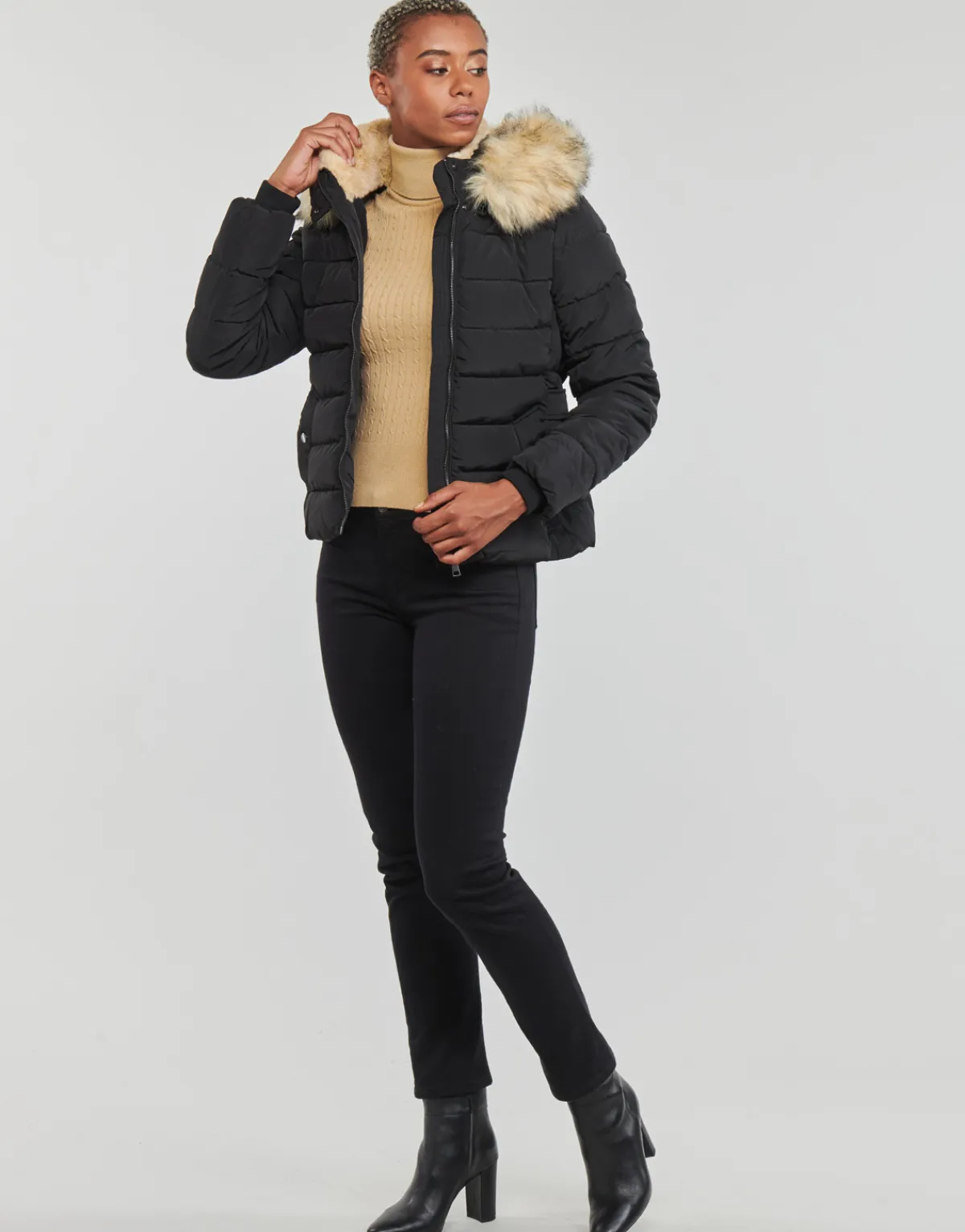 Outlet Only - ONLNEWCAMILLA FUR HOOD JACKET CC OTW Noir