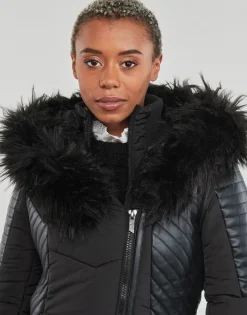 Only - ONLNEWLINETTE FUR HOOD COAT OTW Noir Clearance