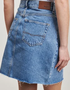 Pepe jeans - MINI SKIRT HW Bleu Discount