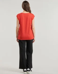 Pieces - PCBILLO TEE LUREX STRIPES Rouge Best