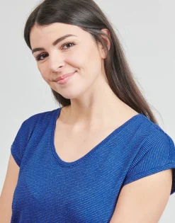 Pieces - PCBILLO TEE LUREX STRIPES Bleu