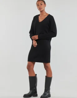 Pieces - PCJULIANA LS V-NECK KNIT DRESS NOOS BC Noir Best