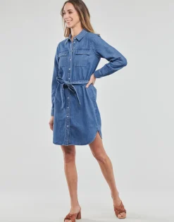 Pieces - PCOSALINA LS MIDI DNM MB DRESS