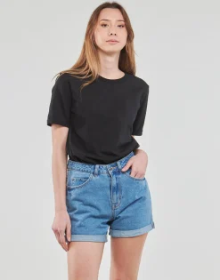 New Pieces - PCRIA SS FOLD UP SOLID TEE Noir