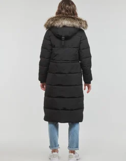 Discount Superdry - EVEREST LONGLINE PUFFER COAT Noir
