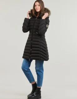 Superdry - FUJI HOODED MID FAUSSE FOURRURE Noir Outlet