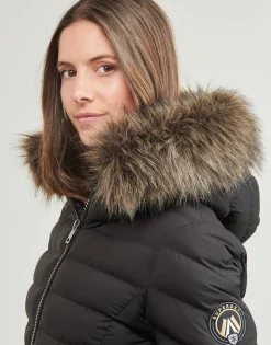 Superdry - FUJI HOODED MID FAUSSE FOURRURE Noir Outlet