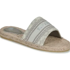 Superdry - Mules Compensées Style Espadrille En Toile Beige Clearance