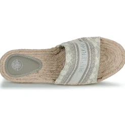 Superdry - Mules Compensées Style Espadrille En Toile Beige Clearance