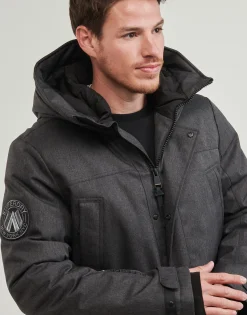 Hot Superdry - PARKA CITY TWEED Grisfoncé