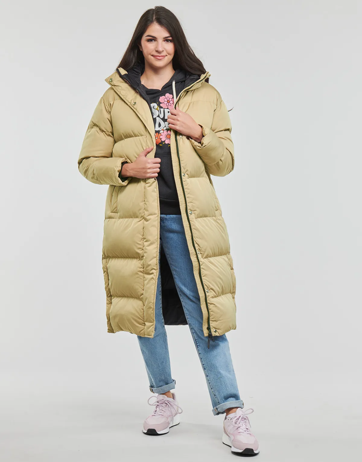 Hot Superdry - STUDIOS LONGLINE DUVET COAT ShakerBeige