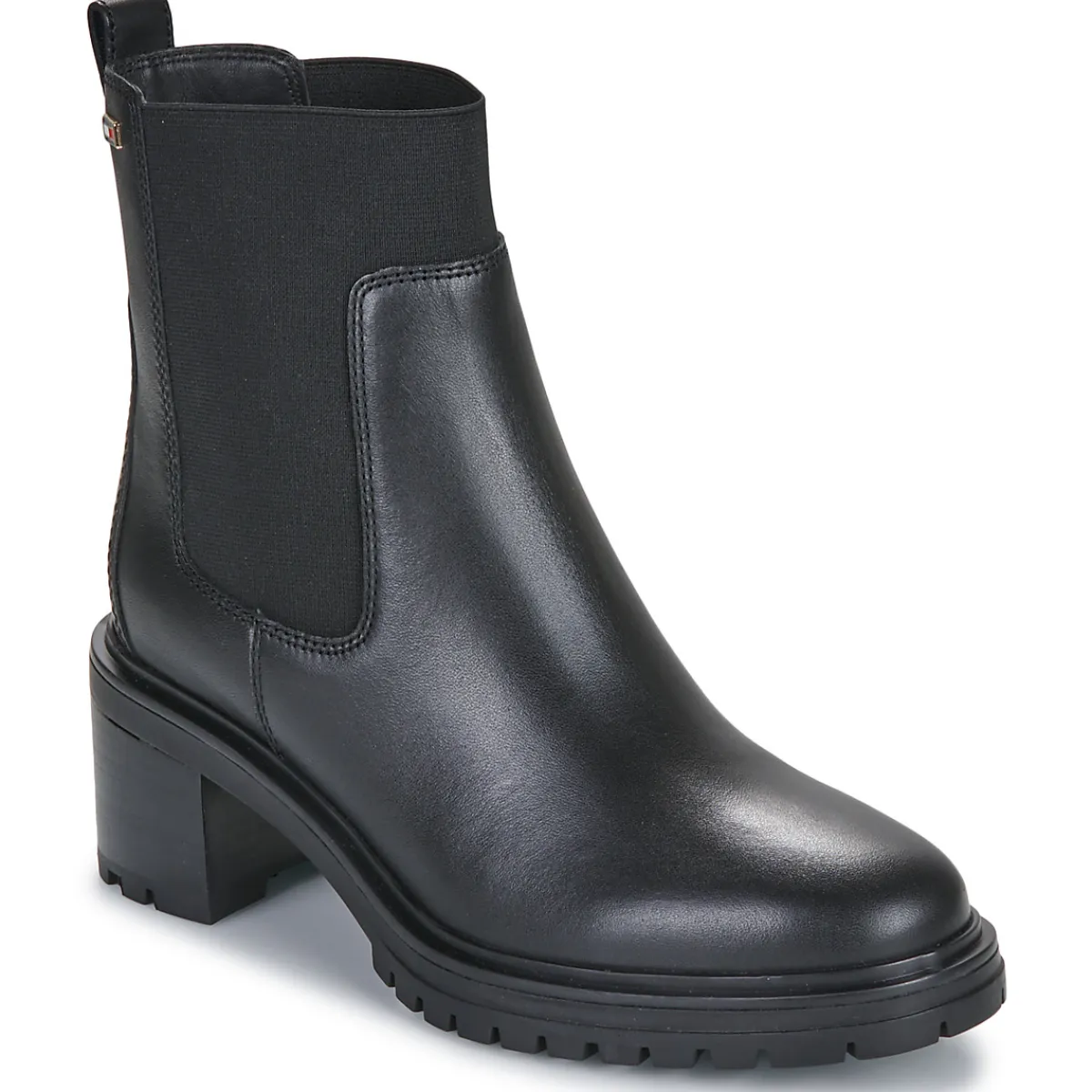 Tommy Hilfiger - FLAG MID HEEL LEATHER CHELSEA Noir Online