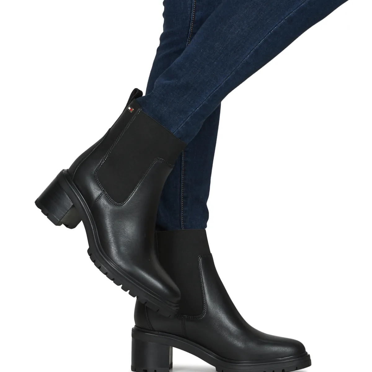 Tommy Hilfiger - FLAG MID HEEL LEATHER CHELSEA Noir Online