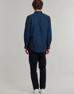 Discount Tommy Hilfiger - FLEX POPLIN AOP SF SHIRT Marine