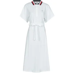 Tommy Hilfiger - GBL STP FLARE MIDI POLO DRESS SS Blanc