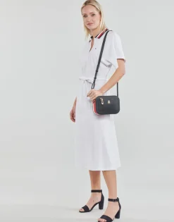 Tommy Hilfiger - GBL STP FLARE MIDI POLO DRESS SS Blanc