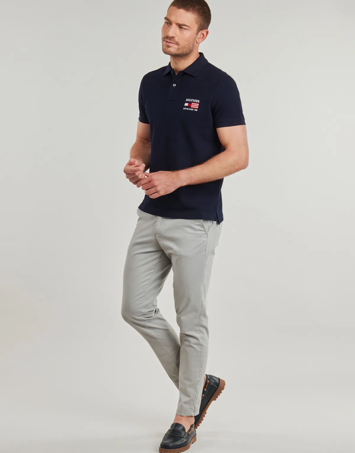 Discount Tommy Hilfiger - HILFIGER FLAG REG POLO Marine