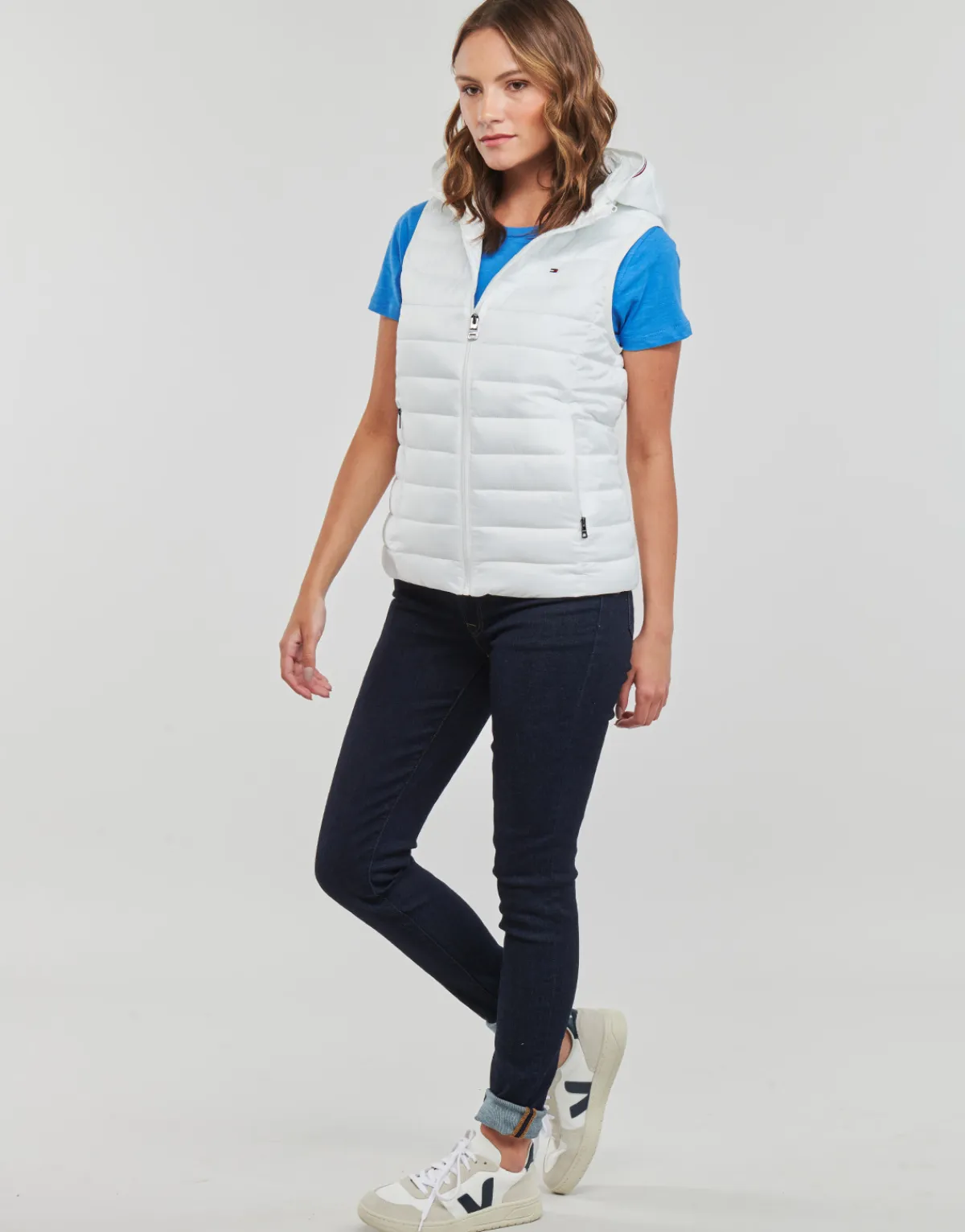 Tommy Hilfiger - LW PADDED GLOBAL STRIPE VEST Blanc Discount