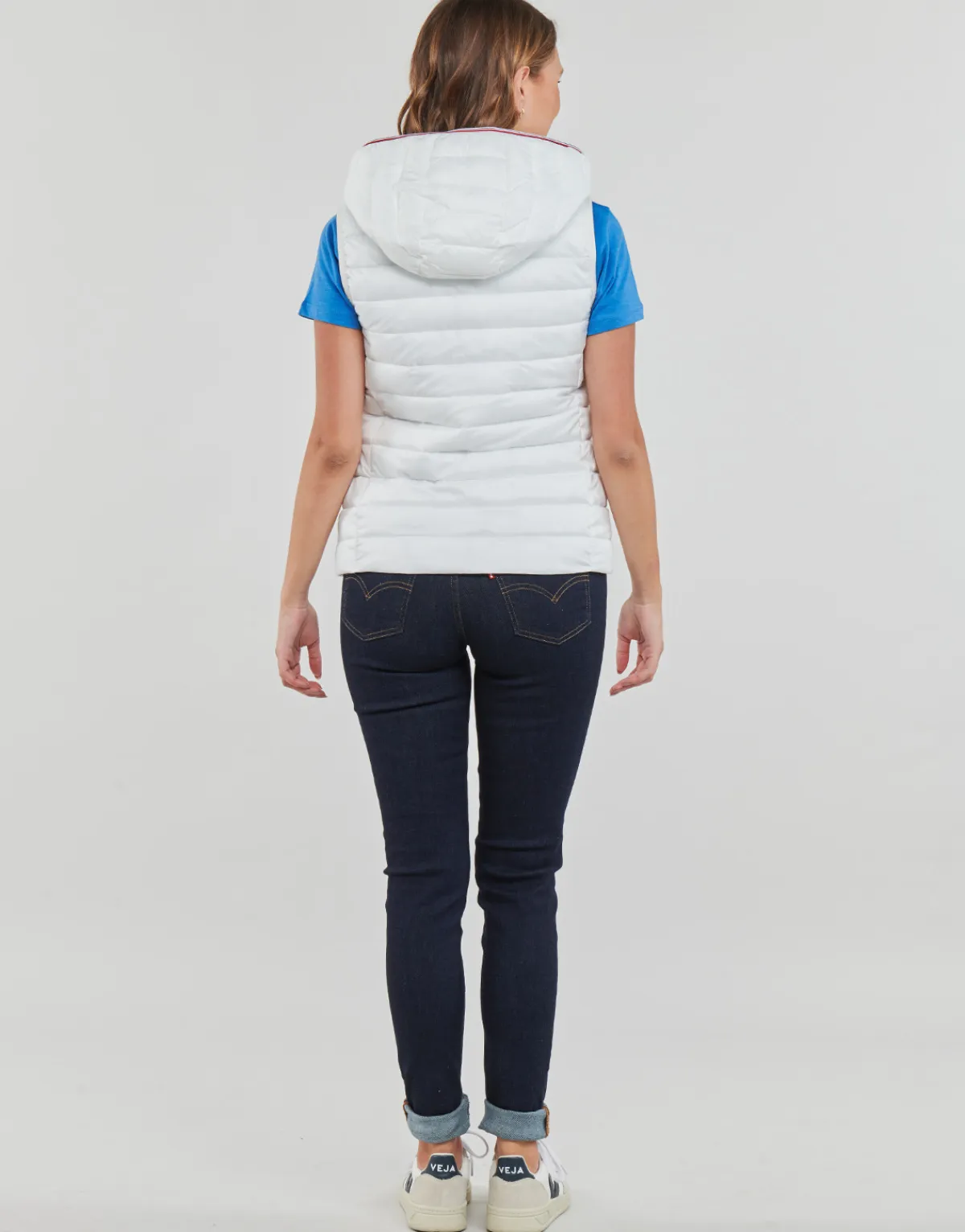 Tommy Hilfiger - LW PADDED GLOBAL STRIPE VEST Blanc Discount