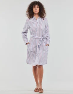 Tommy Hilfiger - ORG CO GBL STP KNEE SHIRT DRESS Blanc