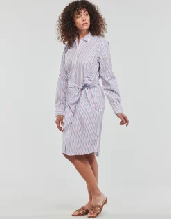 Tommy Hilfiger - ORG CO GBL STP KNEE SHIRT DRESS Blanc