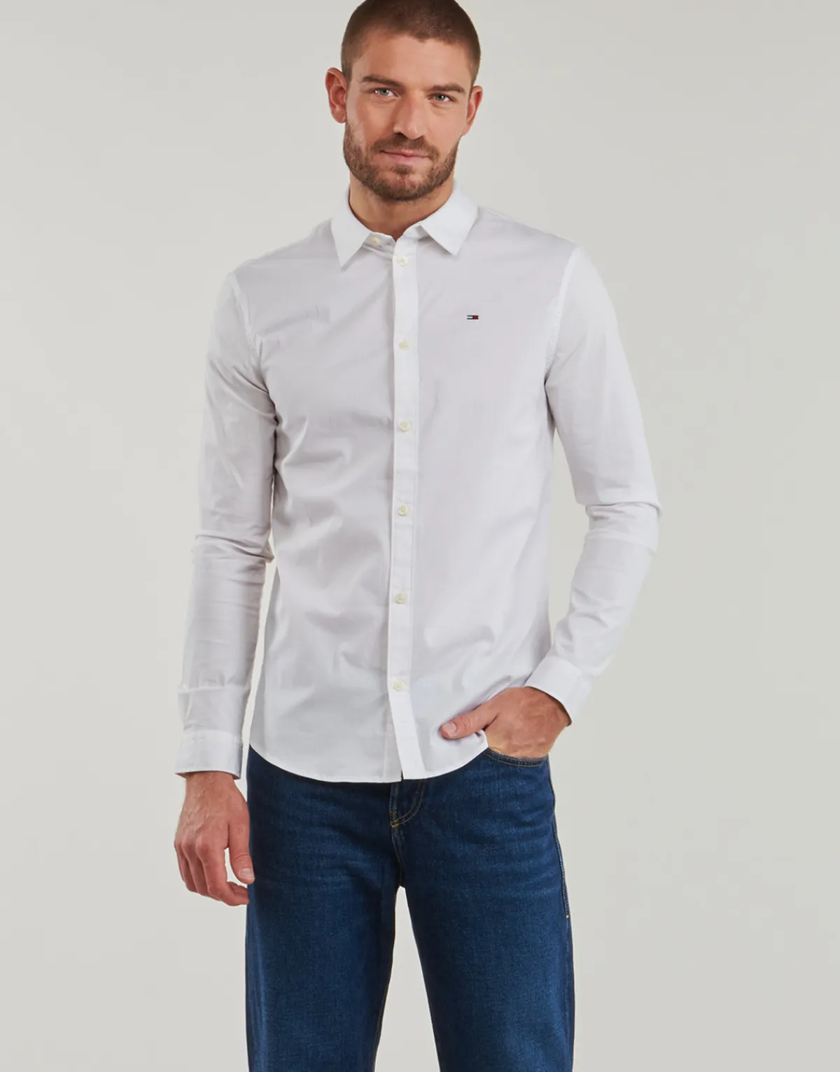Tommy Jeans - TJM ORIGINAL STRETCH SHIRT Blanc