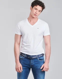 Tommy Jeans - TJM ORIGINAL JERSEY TEE V NECK Blanc Discount
