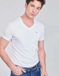 Tommy Jeans - TJM ORIGINAL JERSEY TEE V NECK Blanc Discount