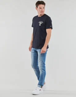 New Tommy Jeans - TJM REG CURVED LETTERMAN TEE Marine