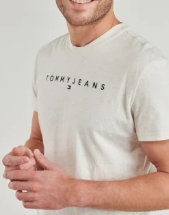Best Tommy Jeans - TJM REG LINEAR LOGO TEE EXT Beige