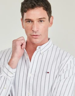 Sale Tommy Jeans - TJM REG OXFORD STRIPE SHIRT Blanc