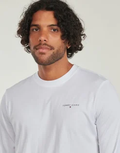 Clearance Tommy Jeans - TJM SLIM LINEAR CHST L/S TEE EXT Blanc