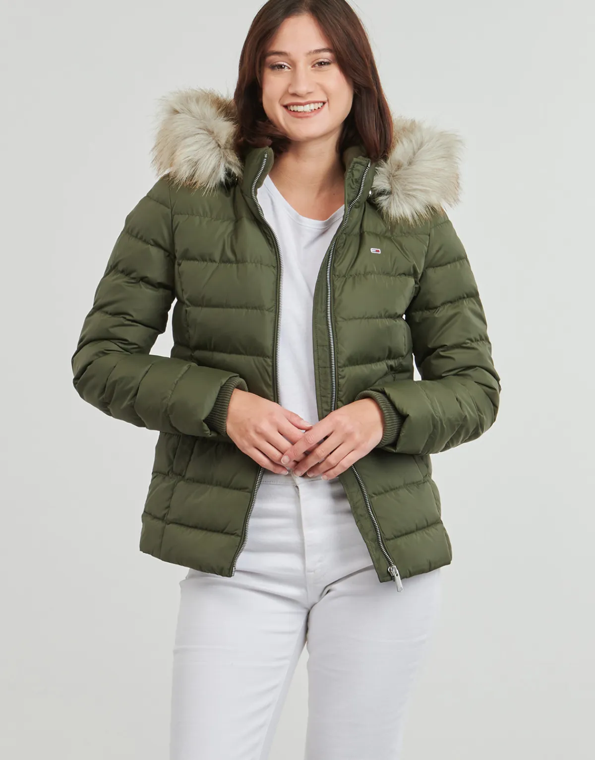 Clearance Tommy Jeans - TJW BASIC HOODED DOWN JACKET EXT Kaki