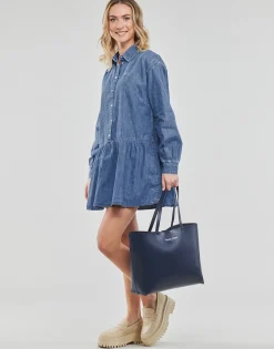 Tommy Jeans - TJW CHAMBRAY SHIRT DRESS Bleu