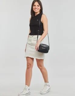 Outlet Tommy Jeans - TJW CROP SLEEVELESS RIB POLO Noir