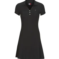Tommy Jeans - TJW F&F RIB POLO DRESS EXT Noir Online