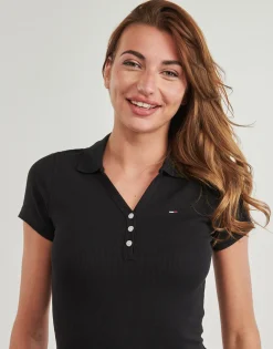 Tommy Jeans - TJW F&F RIB POLO DRESS EXT Noir Online