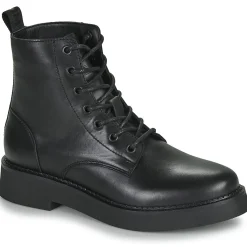 Discount Tommy Jeans - TJW LACE UP FLAT BOOT Noir