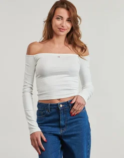 Tommy Jeans - TJW SLIM ESSENTIAL BOAT NECK LS Blanc Sale