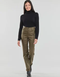 Vila - VICOMMIT COATED HW STRAIGHT PANT Marron